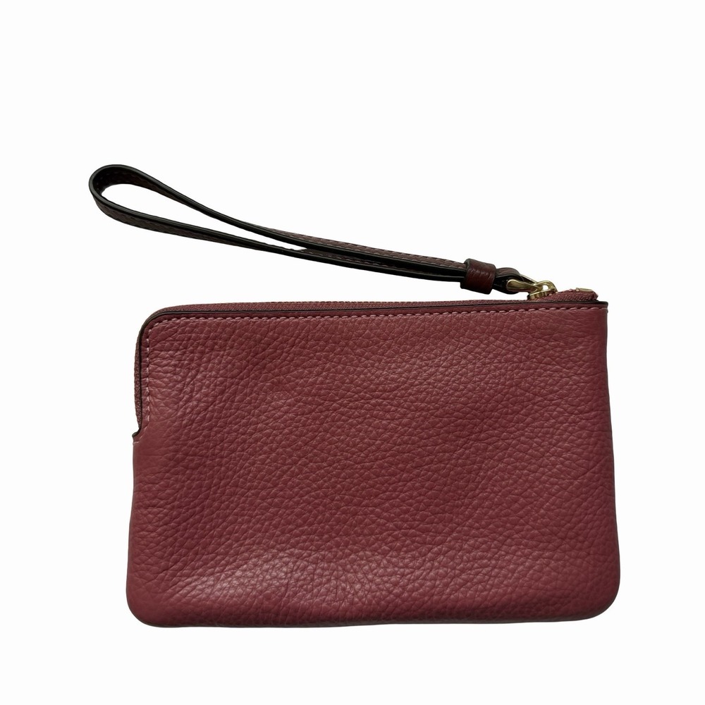 Coach Corner Zip Leather Wristlet With Horse And Carriage in Strawberry‎ Haze - Picture 2 of 7